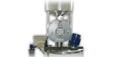 Mill for peanuts, almonds and hazelnuts consists of a pair of carriers with stones made of silicon carbide and stainless steel spiral.