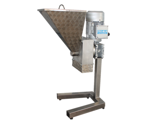 Mill for nuts consists of stainless steel hammer and toothed sieve for required granulation.